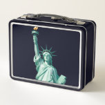 Statue of Liberty Retro Geometric Metal Lunchbox