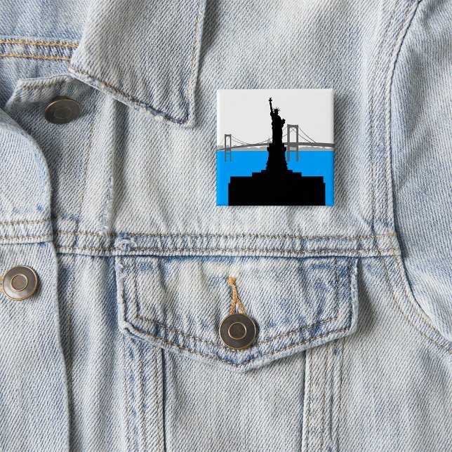 Statue of Liberty Silhouette New York Skyline Button (Creator Uploaded)