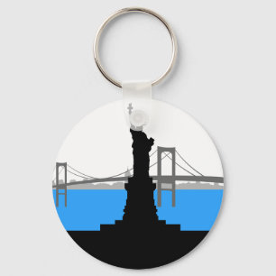 Statue of Liberty Silhouette New York Skyline Keychain