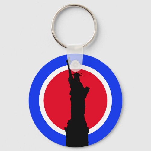 Statue of Liberty Silhouette Pop Art Keychain