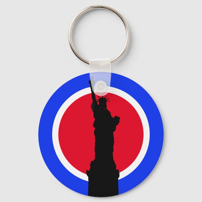 Statue of Liberty Silhouette Pop Art Keychain (Front)