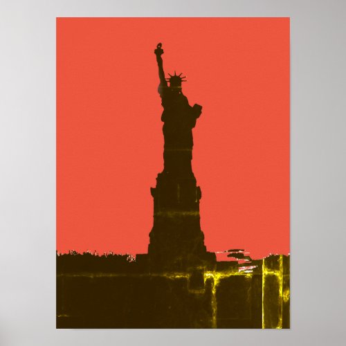 Statue of Liberty Silhouette Pop Art Poster