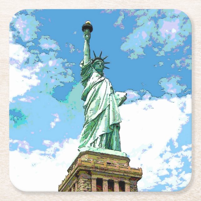 Statue of Liberty Square Paper Coaster (Front)