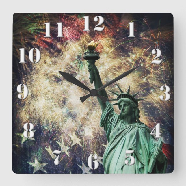 Statue of Liberty Square Wall Clock (Front)