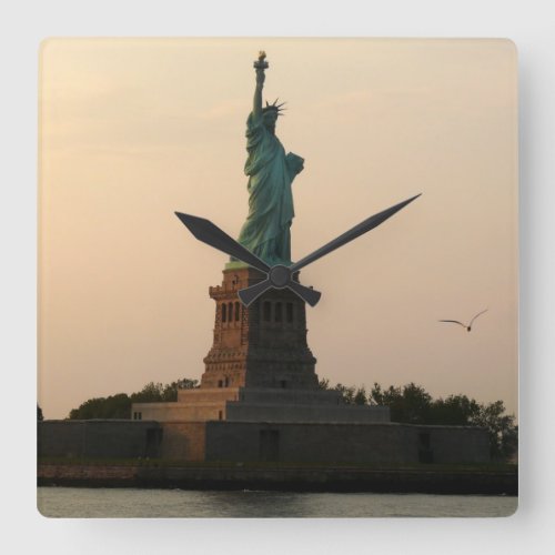 Statue of Liberty_Sundown Square Wall Clock