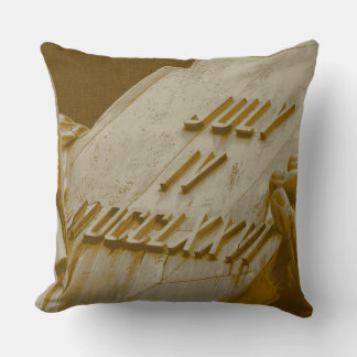 Statue Of Liberty Tablet Taupe Gold Throw Pillow