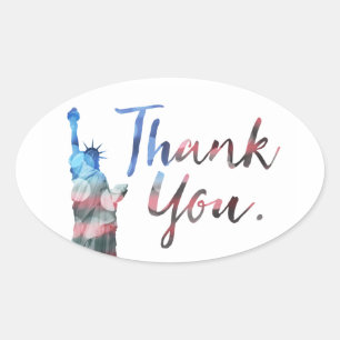 Statue of Liberty Thank You Veterans Oval Sticker