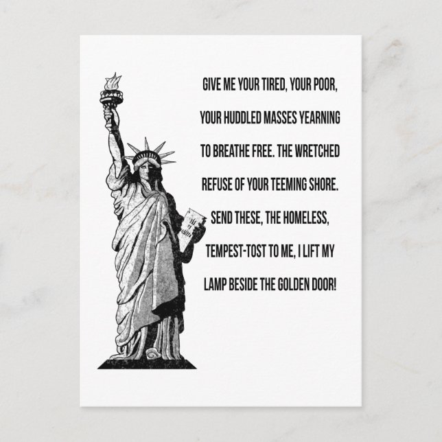 Statue Of Liberty The New Colossus Postcard (Front)