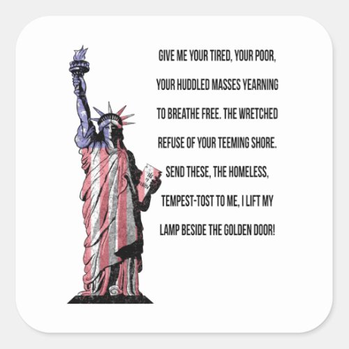 Statue Of Liberty The New Colossus Square Sticker