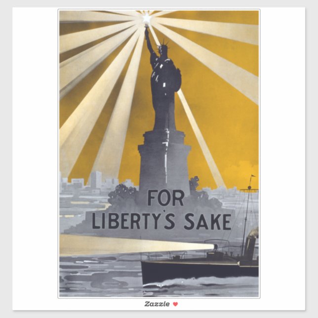 Statue of Liberty Torch & US Navy World War II    Sticker (Sheet)
