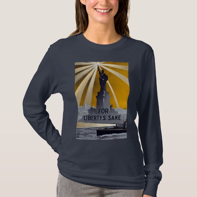 Statue of Liberty Torch & US Navy World War II    T-Shirt (Front)
