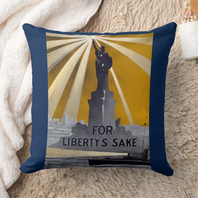 Statue of Liberty Torch & US Navy World War II    Throw Pillow (Blanket)