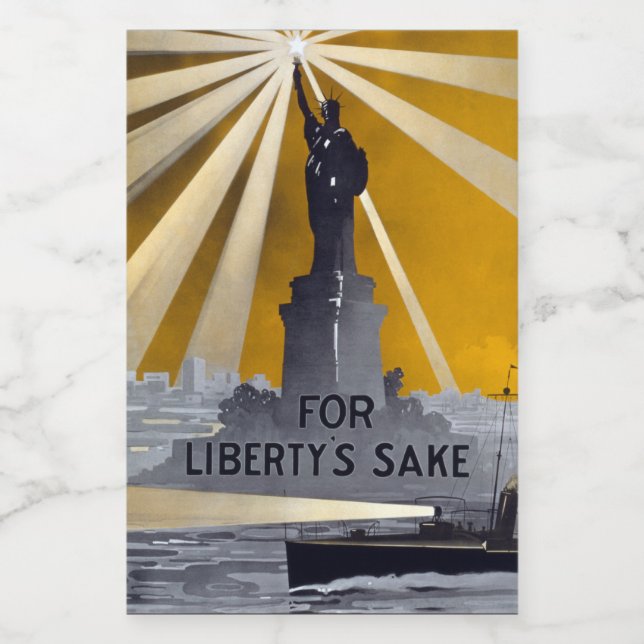 Statue of Liberty Torch & US Navy World War II    Wine Label (Single Label)