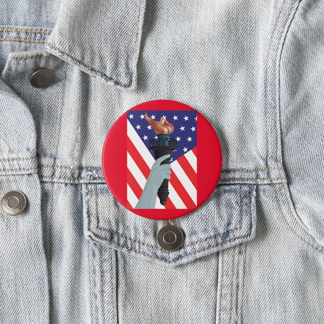 Statue of Liberty Torch with American Flag  Button (Creator Uploaded)