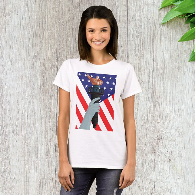 Statue of Liberty Torch with American Flag  T-Shirt (Creator Uploaded)