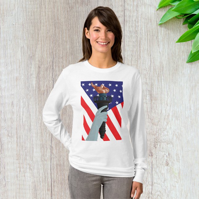 Statue of Liberty Torch with American Flag  T-Shirt (Creator Uploaded)