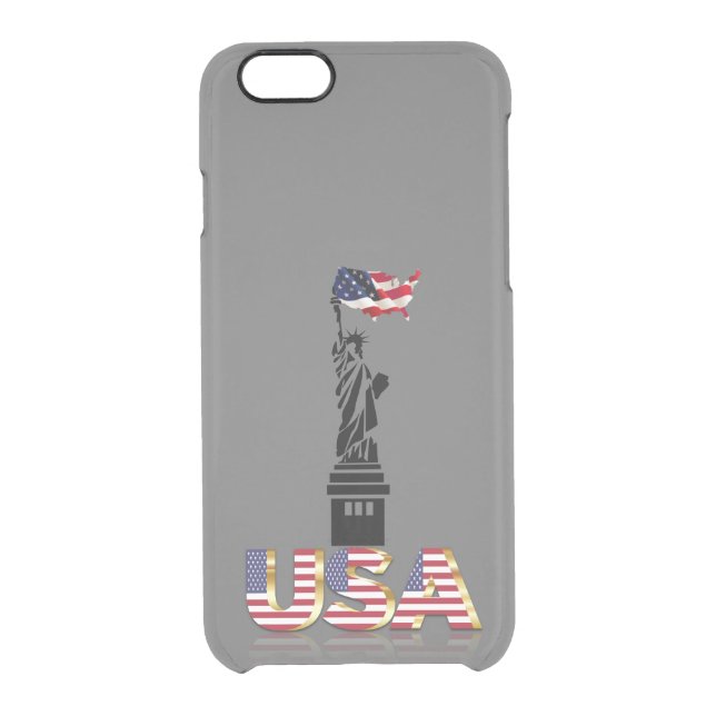 Statue of Liberty undulating flag Uncommon iPhone Case (Back)