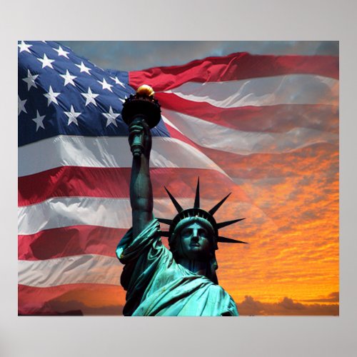 Statue of Liberty US Flag Poster