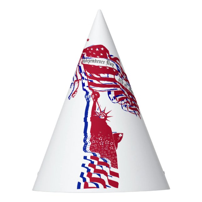 Statue of Liberty US Independence Day or Your Text Party Hat (Front)