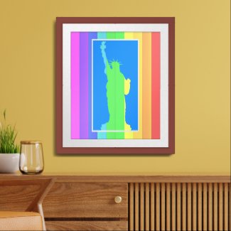 Statue of Liberty Vertical Stripes Rainbow Colors