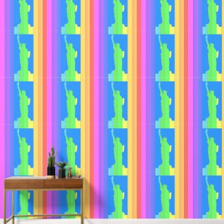Statue of Liberty Vertical Stripes Rainbow Colors