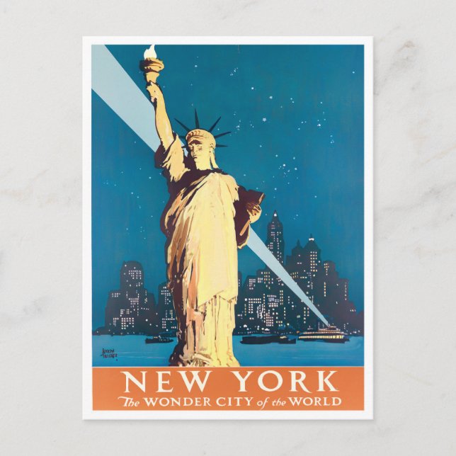 Statue of Liberty vintage travel postcard (Front)