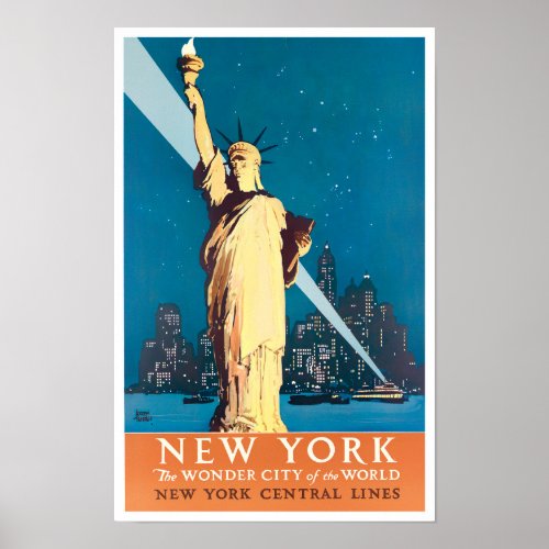 Statue of Liberty vintage travel poster