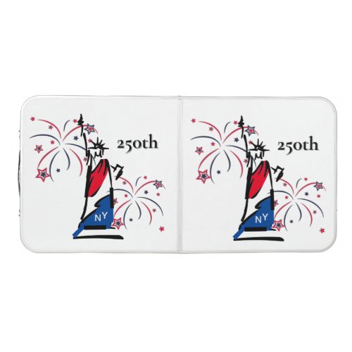 Statue of Liberty w/ Fireworks 250th Independence Beer Pong Table