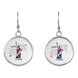Statue of Liberty w/ Fireworks 250th Independence Earrings