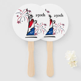 Statue of Liberty w/ Fireworks 250th Independence Hand Fan