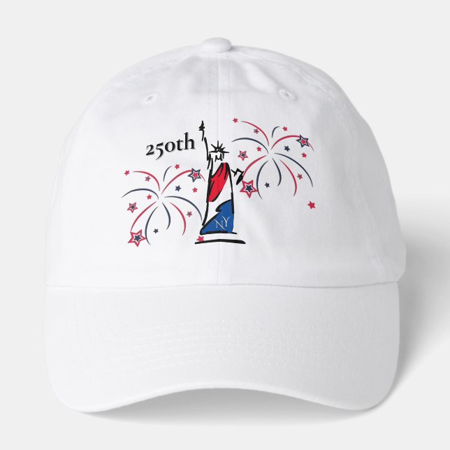 Statue of Liberty w/ Fireworks 250th Independence Hat (Front)