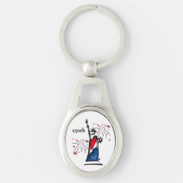Statue of Liberty w/ Fireworks 250th Independence Keychain