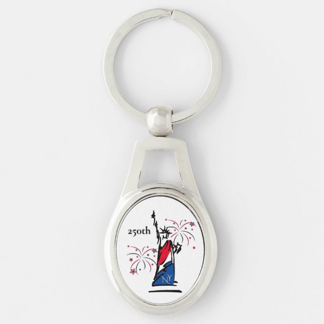 Statue of Liberty w/ Fireworks 250th Independence Keychain (Front)