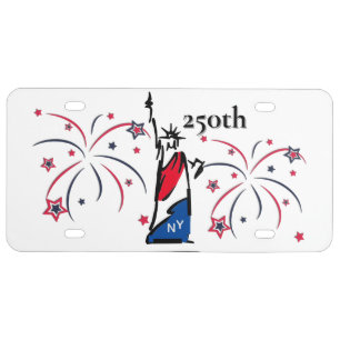 Statue of Liberty w/ Fireworks 250th Independence License Plate