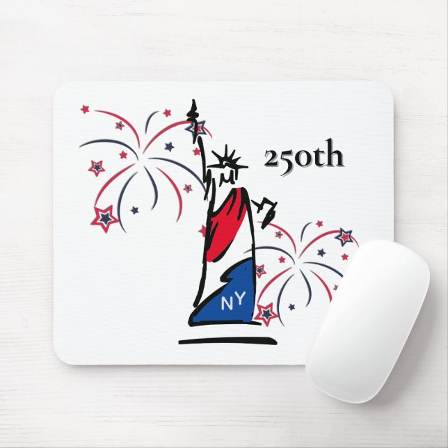 Statue of Liberty w/ Fireworks 250th Independence Mouse Pad (With Mouse)