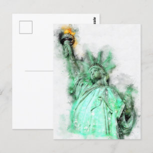 Statue of Liberty Watercolor Close-up Portrait Postcard