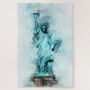 Statue of Liberty Watercolor Jigsaw Puzzle