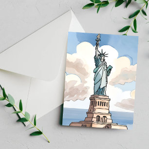 Statue of Liberty Watercolor Landmark Card