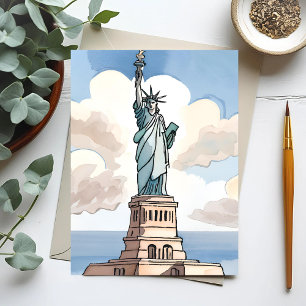 Statue of Liberty Watercolor Landmark Postcard