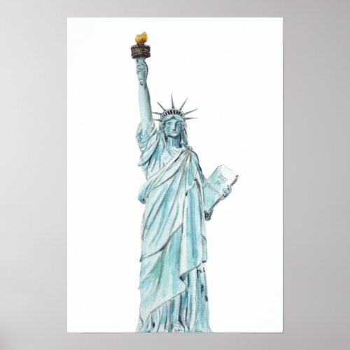 Statue of Liberty watercolor  Poster
