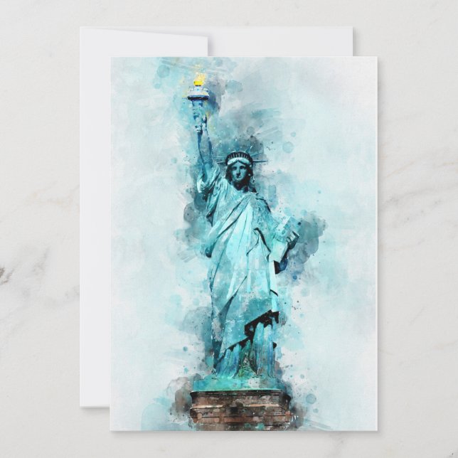 Statue of Liberty Watercolor Thank You Card (Front)