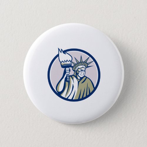 Statue of Liberty Wearing Surgical Mask Circle Ico Button