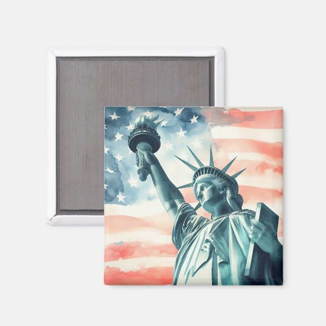 Statue of Liberty with American flag Magnet (Front/Back)