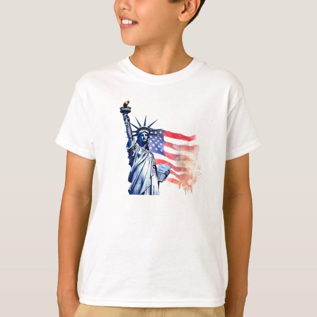 Statue of Liberty with American Flag T-Shirt (Front)