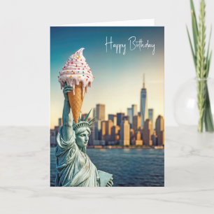Statue of Liberty With Birthday Ice Cream Cone Card