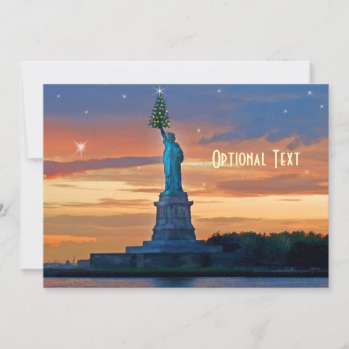 Statue of Liberty with Christmas Tree Custom Invitation