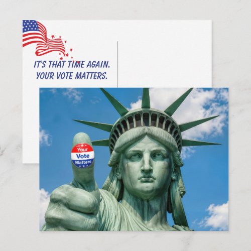 Statue of Liberty with Election Sticker Postcard