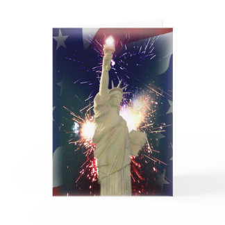 Statue of Liberty with Fireworks for 4th of July Card