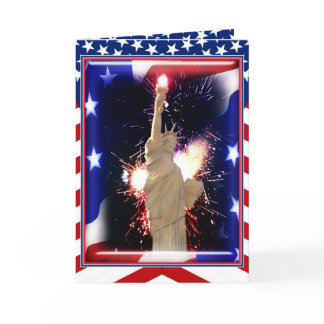 Statue of Liberty with Fireworks for 4th of July Card