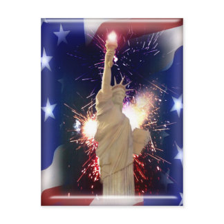 Statue of Liberty with Fireworks for 4th of July Postcard